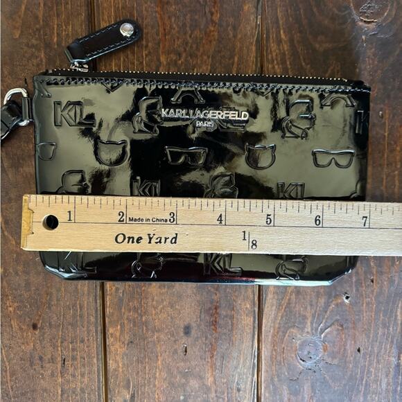 Karl Lagerfeld Black Embossed wristlet like new - Picture 7 of 7